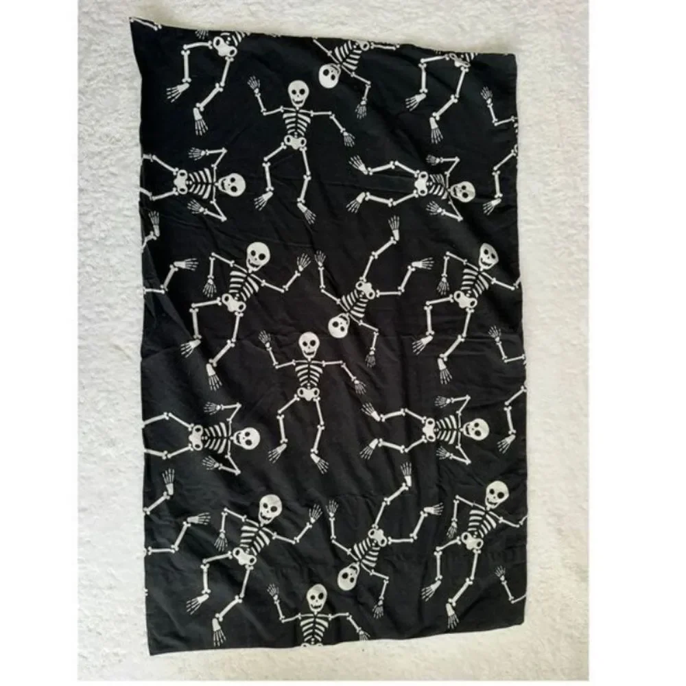 Black and white skeleton Halloween pillowcase